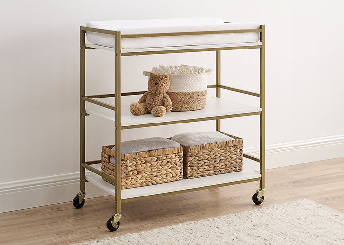 Jade Changing TableWhite Melamine with Melted Bronze (1503)
