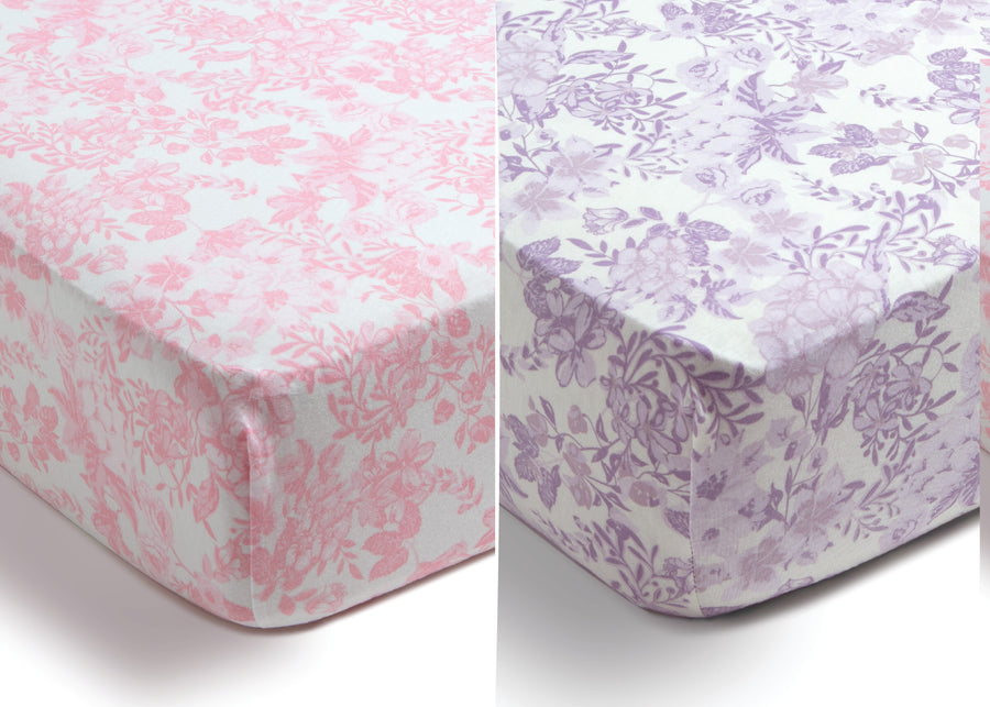Pastel Floral (3032) 4-Pastel Floral Fitted Crib Sheets - 2 Pack