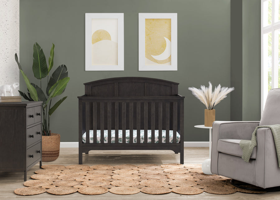 Textured Stone Grey (1460) 9-Sweet Beginnings Sage Curve Top 6-in-1 Convertible Crib