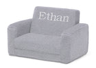 Grey Sherpa (5031) 4-Personalized Cozee Flip-Out Sherpa 2-in-1 Convertible Chair to Lounger for Kids