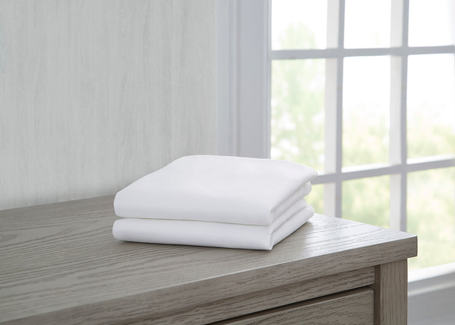White (100) 1-Fitted Bassinet Sheet Set, 2-Pack - Compatible with the Following Simmons Kids Bassinet: 23351