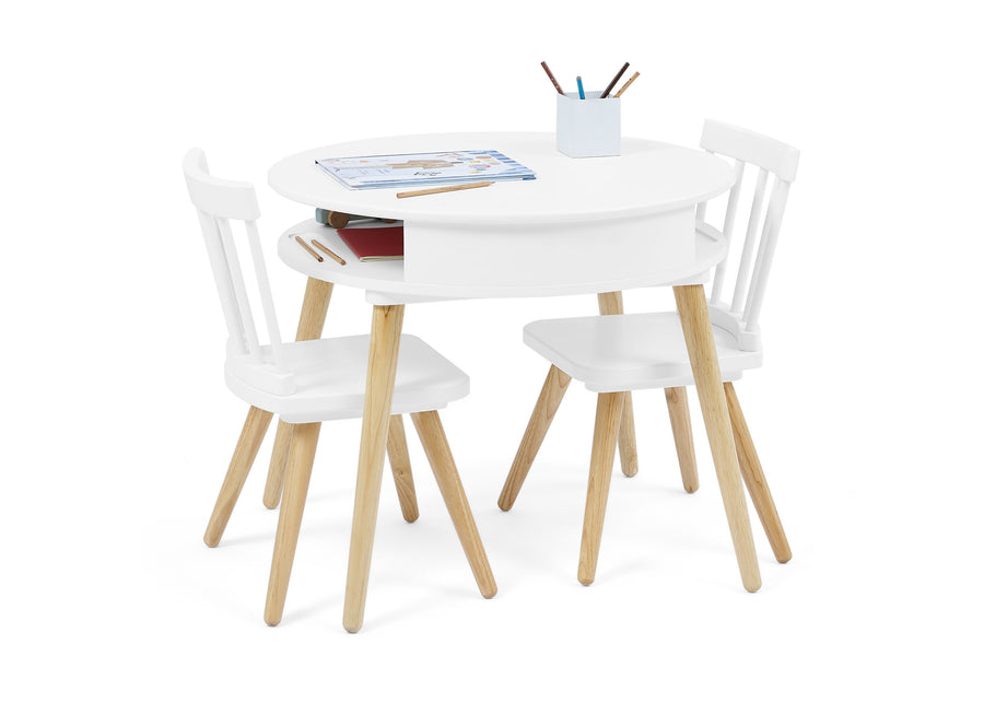 Bianca White with Natural (123) 10-Hudson Storage Table & 2-Piece Chair Set