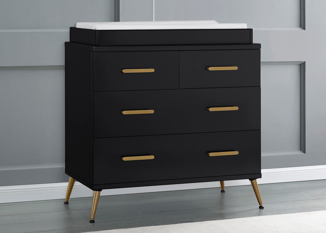Sloane 4 Drawer Dresser with Changing Top Black with Melted Bronze (1413)