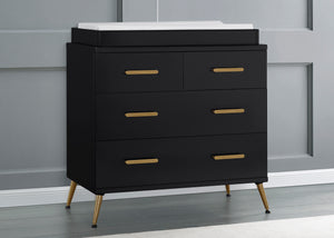 Sloane 4 Drawer Dresser with Changing Top Black with Melted Bronze (1413) 1