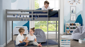 Twin Loft Bed with Guardrail and Ladder 4-Loft Bed Collection