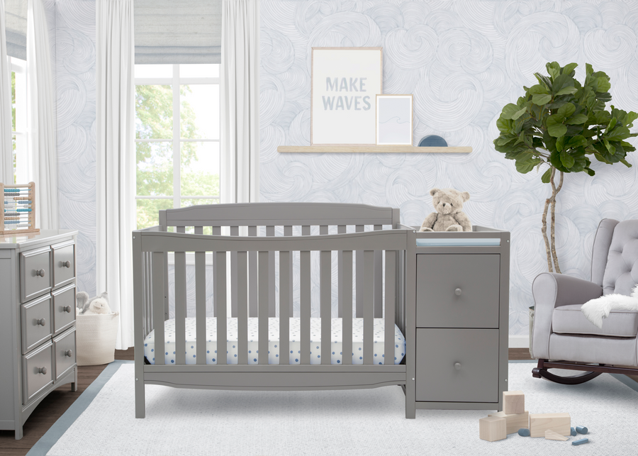 Mason Convertible 6-in-1 Crib and Changer Grey (026) 1-Mason Convertible 6-in-1 Crib and Changer