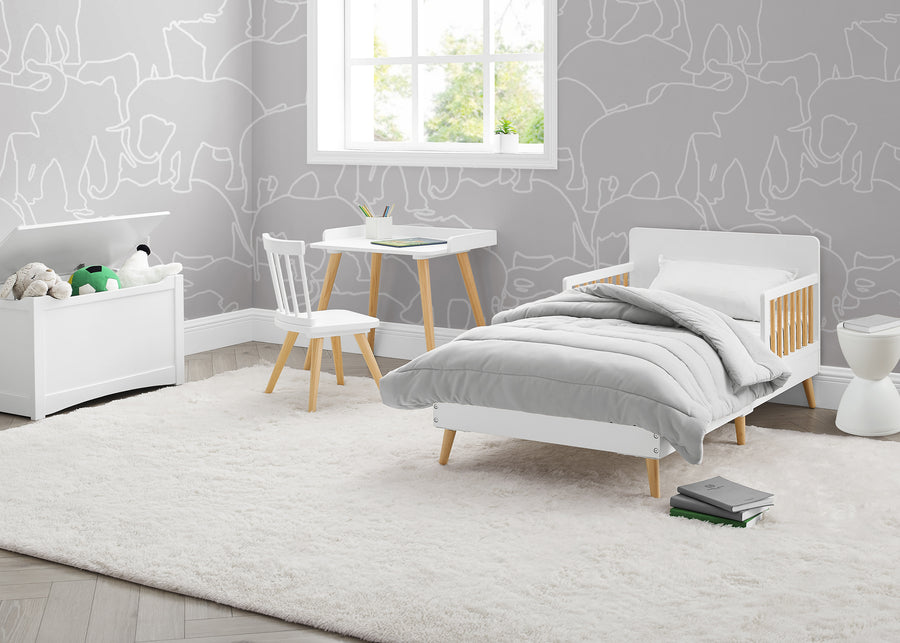 Bianca White with Natural (123) 1-Logan Wood Toddler Bed
