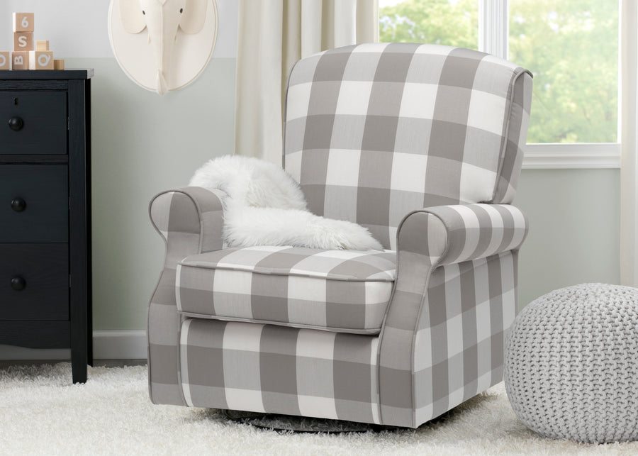 Grey Plaid (1354) 5-Oakley Nursery Glider Swivel Rocker Chair