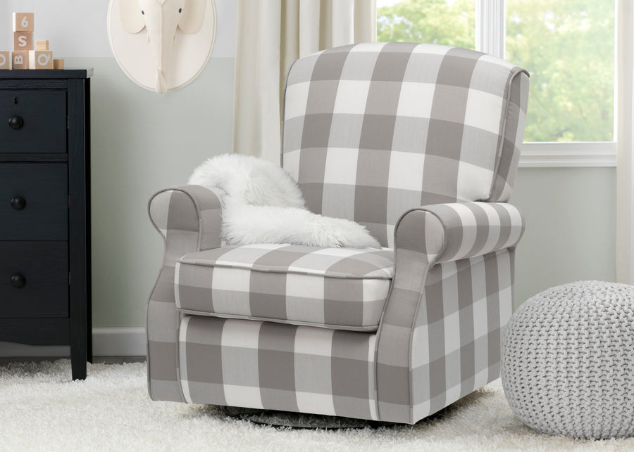 Grey Plaid (1354) 6-Oakley Nursery Glider Swivel Rocker Chair