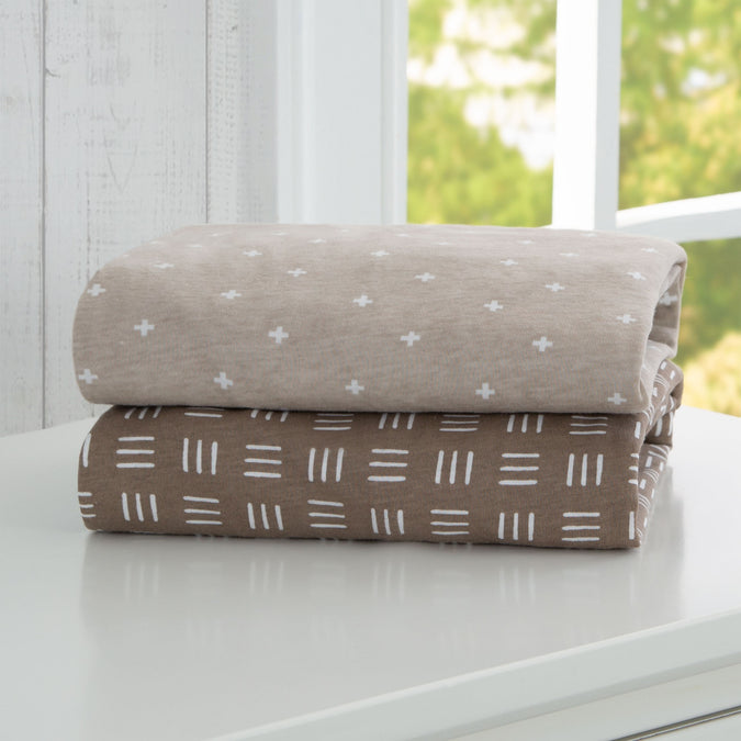 Neutral Boho (3406) 8-Neutral Boho Fitted Crib Sheets - 2 Pack