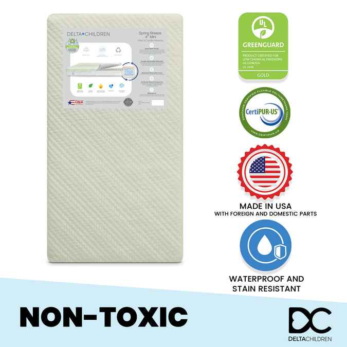 No Color (NO) 1-Spring Breeze 4-inch Breathable Mini Baby Crib Mattress with Cloud Core