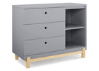 Grey with Natural (1359) 4-Poppy 3 Drawer Dresser with Cubbies