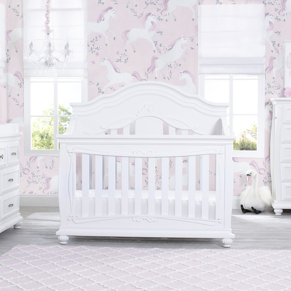 Simmons Kids Fairytale 5-in-1 Convertible Crib with Conversion Rails Bianca White (130)