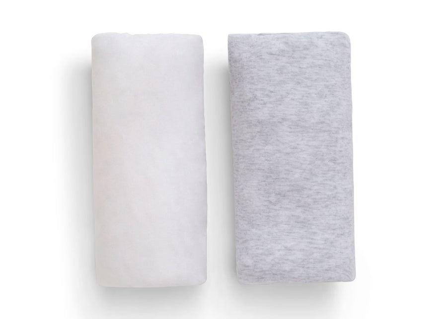 Assorted (999) 5-Fitted Crib Sheets - 2 Pack, White & Heather Grey