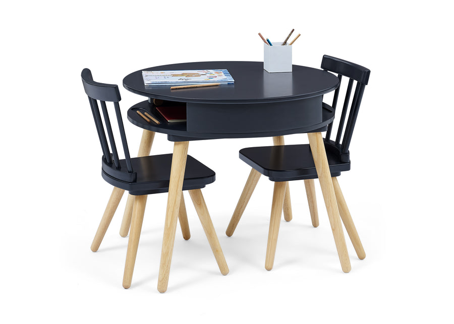 Midnight Grey with Natural (1372) 16-Hudson Storage Table & 2-Piece Chair Set