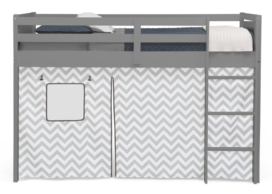 Grey Chevron (1049) 4-Bed Tent - Curtain Set for Twin Loft or Bunk Bed (Bed Sold Separately)