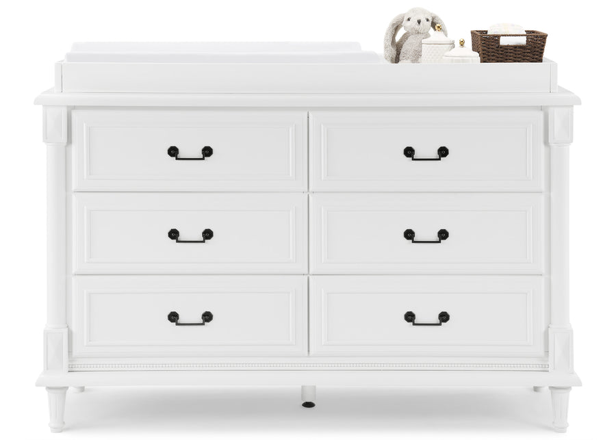 Bianca White (130) 10-Juliette 6 Drawer Dresser with Changing Top and Interlocking Drawers