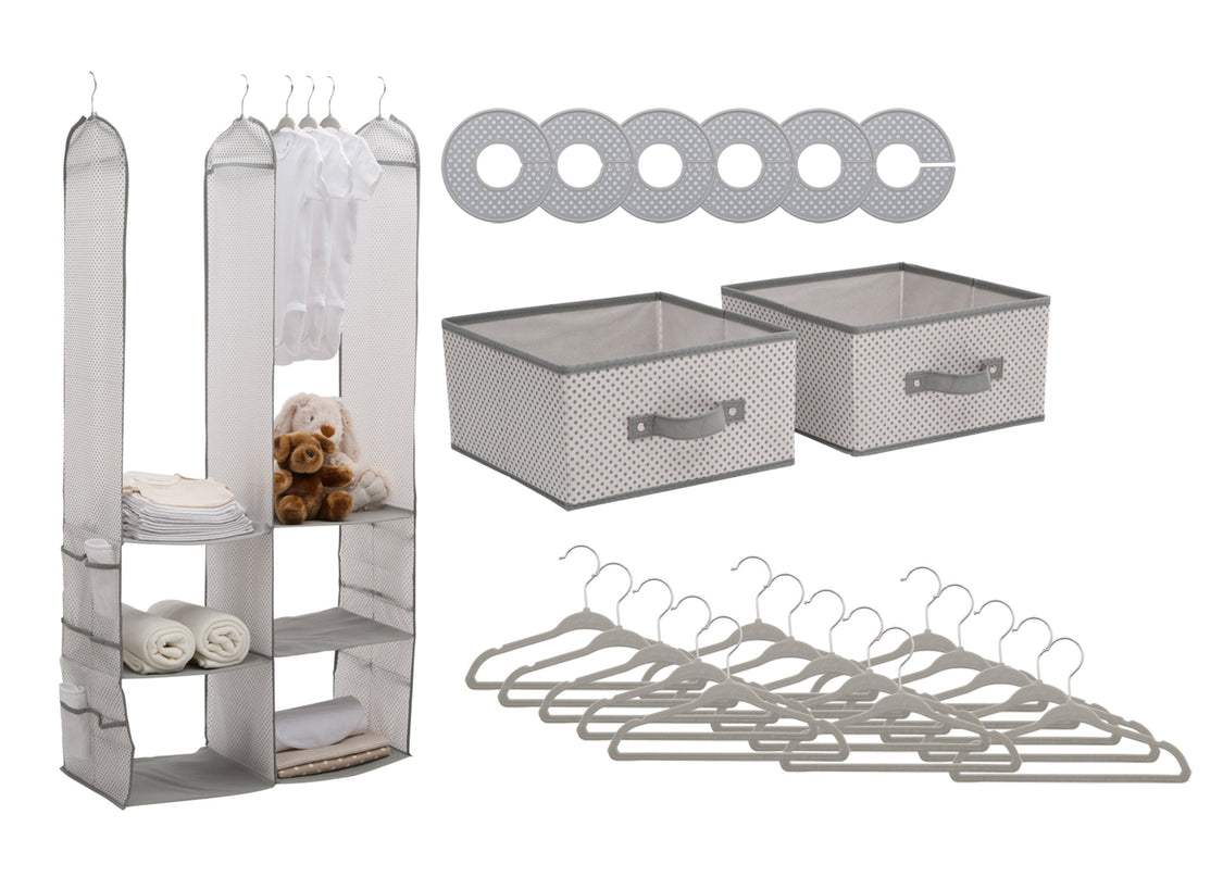 Delta Children Grey (063) 48-Piece Nursery Storage Set Silo, b2b