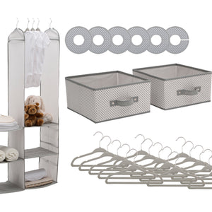 Delta Children Grey (063) 48-Piece Nursery Storage Set Silo, b2b 0-24 Piece Nursery Storage Set