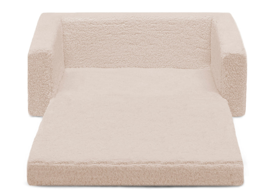 Cream Sherpa (5030) 14-Personalized Cozee Flip-Out Sherpa 2-in-1 Convertible Sofa to Lounger for Kids
