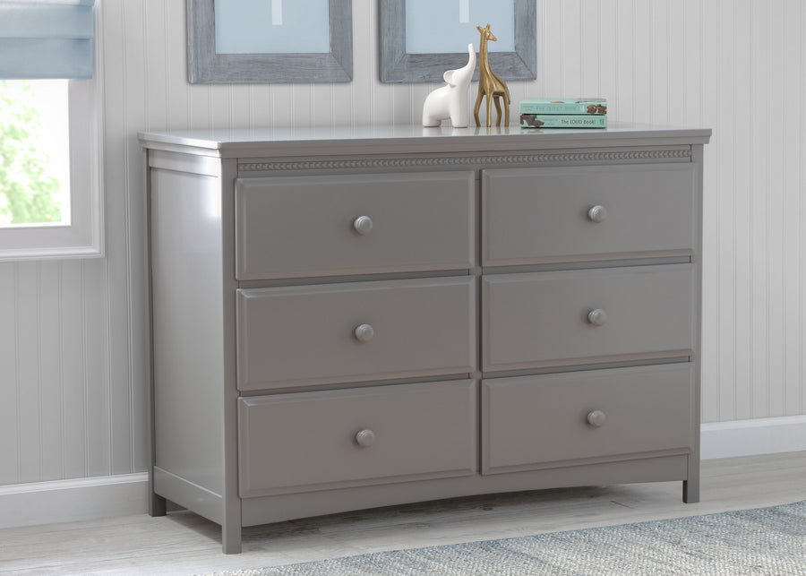 Grey (026) 1-Emerson 6 Drawer Dresser with Interlocking Drawers