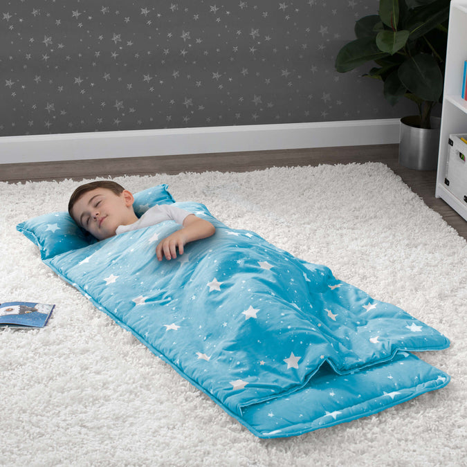 Blue Stars (2205) 22-Personalized Nap Mat with Included Pillow and Blanket for Toddlers & Kids