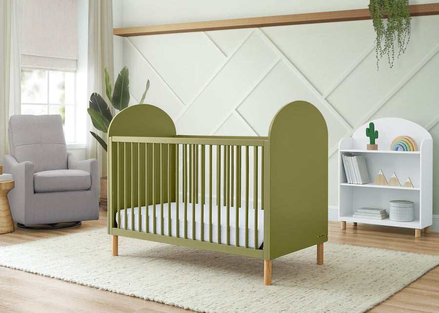 Olive Green with Natural (380) 15-Reese 4-in-1 Convertible Crib