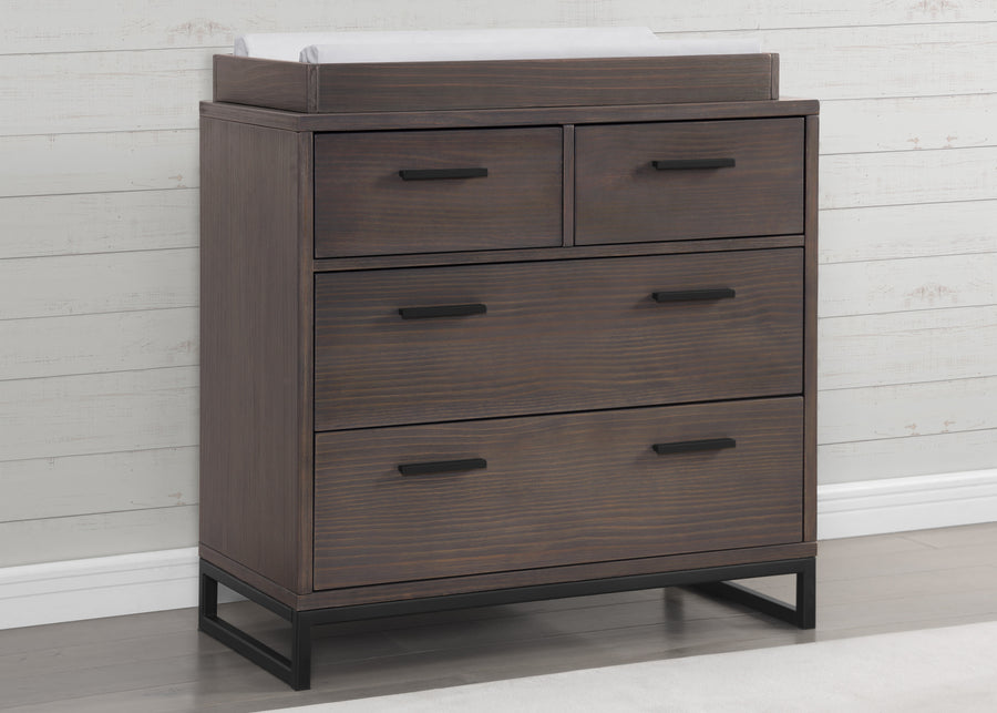 Foundry 4 Drawer Dresser with Changing Top Rustic Grey with Matte Black (1469) 1-Foundry 4 Drawer Dresser with Changing Top