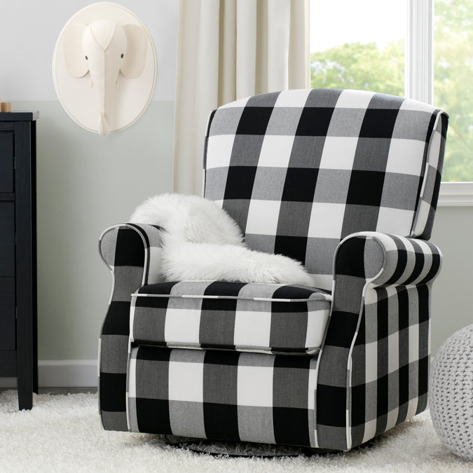 Black Plaid (1355) 13-Oakley Nursery Glider Swivel Rocker Chair
