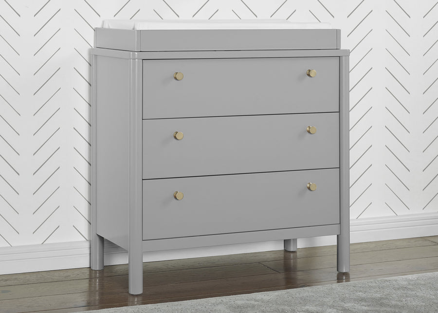 Grey (026) 1-Remy 3 Drawer Dresser with Changing Top