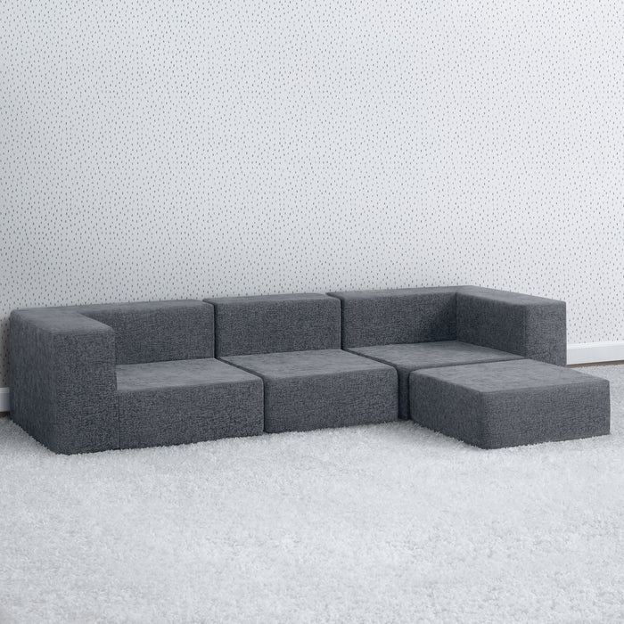 Grey Suede (5000) 0-Cozee 4-Piece Sectional Sofa Set