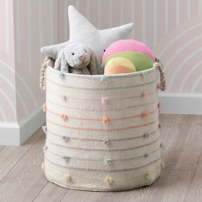 Assorted (999) 0-Pastel Pom-Pom Handwoven Basket