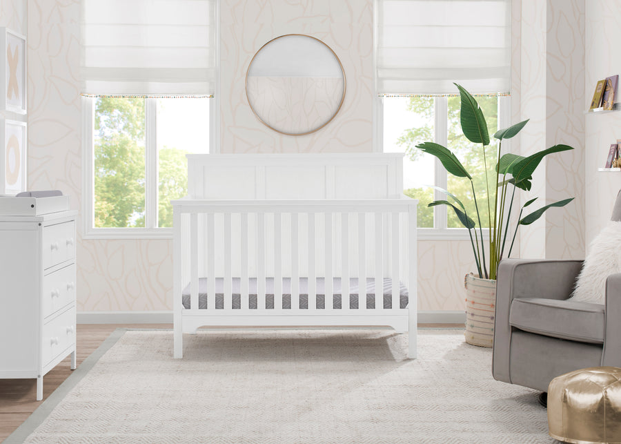 Textured White (1349) 17-Sweet Beginnings Sage Flat Top 6-in-1 Convertible Crib