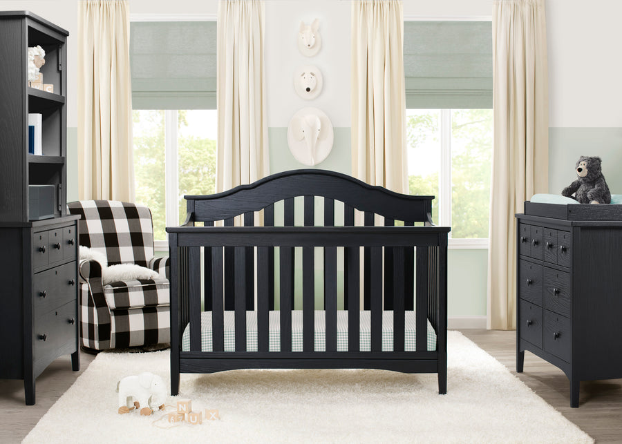 Textured Midnight Grey (1347) 1-Farmhouse 6-in-1 Convertible Baby Crib
