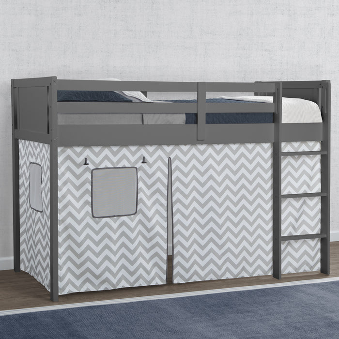 Grey Chevron (1049) 0-Bed Tent - Curtain Set for Twin Loft or Bunk Bed (Bed Sold Separately)