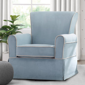 Frozen Blue with Cream (499) 22-Benbridge Upholstered Glider