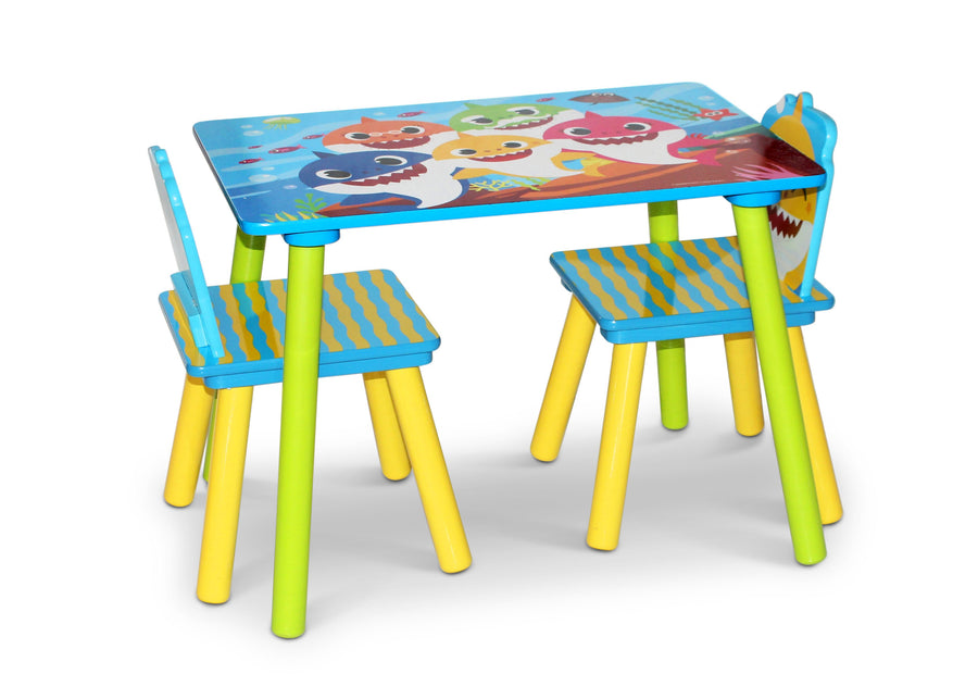 Baby Shark (1127) 3-Baby Shark 4-Piece Playroom Solution  – Set Includes Table and 2 Chairs and 6-Bin Toy Organizer