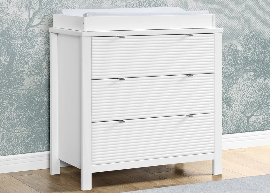 Bianca White (130) 1-Cassie 3 Drawer Dresser with Changing Top