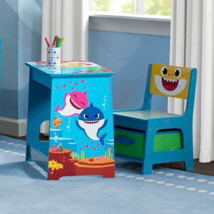 Baby Shark (1127) 6-Baby Shark Wood Art Desk and Chair Set