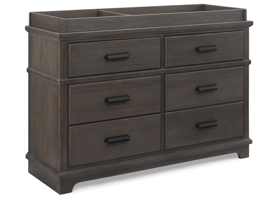 Rustic Grey (084) 8-Asher 6 Drawer Dresser with Changing Top