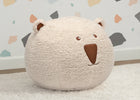 Cream Sherpa with Brown Leather (5047) 2-Bear Plush Foam Pouf Ottoman