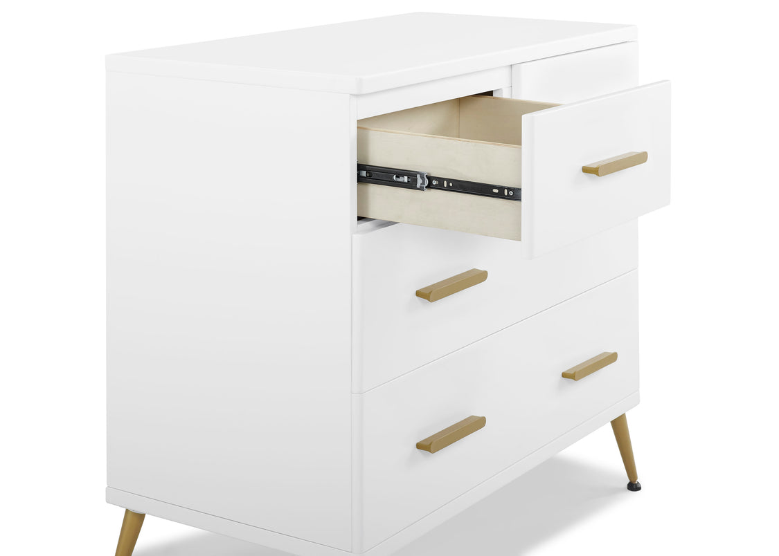 Sloane 4 Drawer Dresser with Changing Top Bianca White with Melted Bronze (186)