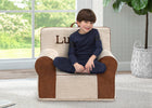 Cream Sherpa with Brown Leather (5047) 1-Personalized Deluxe Cozee Sherpa and Faux Leather Chair for Kids