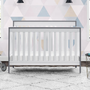 Bianca White with Grey (166) 0-Mercer 6-in-1 Convertible Crib with Storage Trundle