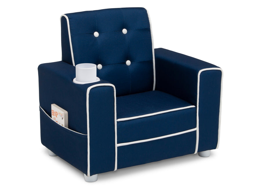 Blue (289C) 11-Chelsea Kids Upholstered Chair with Cup Holder