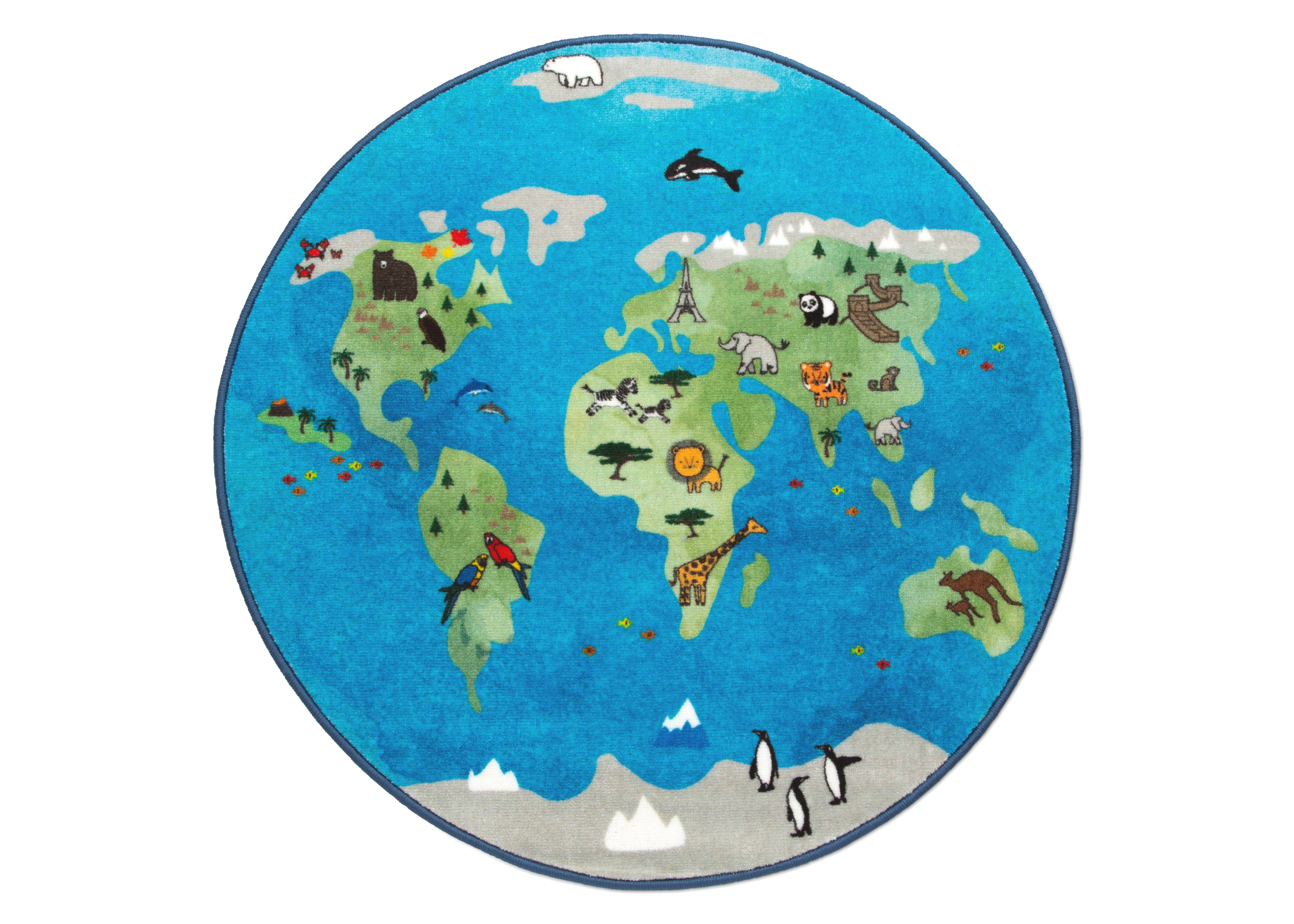 World Map Round Area Rug for Kids, 39-Inch - Delta Children