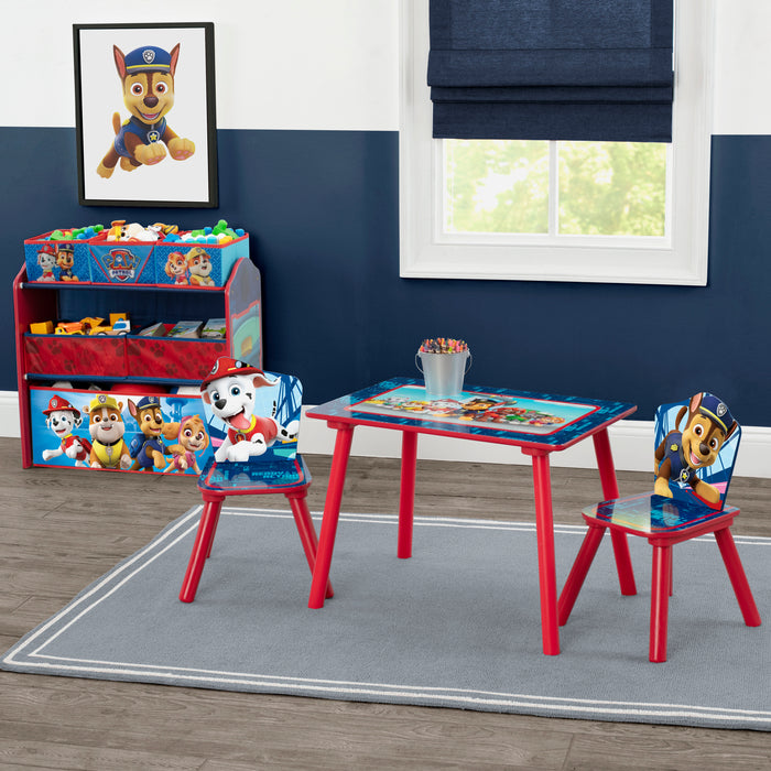 Paw Patrol (1121) 1-Nick Jr. PAW Patrol 4-Piece Playroom Solution  – Set Includes Table and 2 Chairs and 6-Bin Toy Organizer