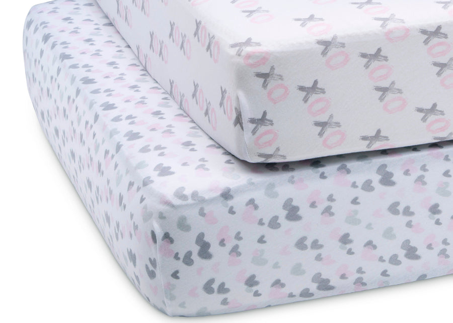 Hearts N Kisses (3021) 5-Hearts N Kisses Fitted Crib Sheets - 2 Pack