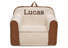Cream Sherpa with Brown Leather (5047) 2-Personalized Cozee Sherpa and Faux Leather Chair for Kids
