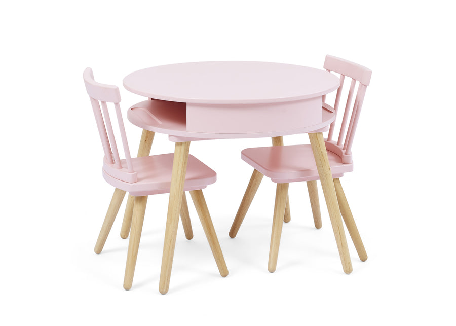 Blush Pink with Natural  (1380) 3-Hudson Storage Table & 2-Piece Chair Set